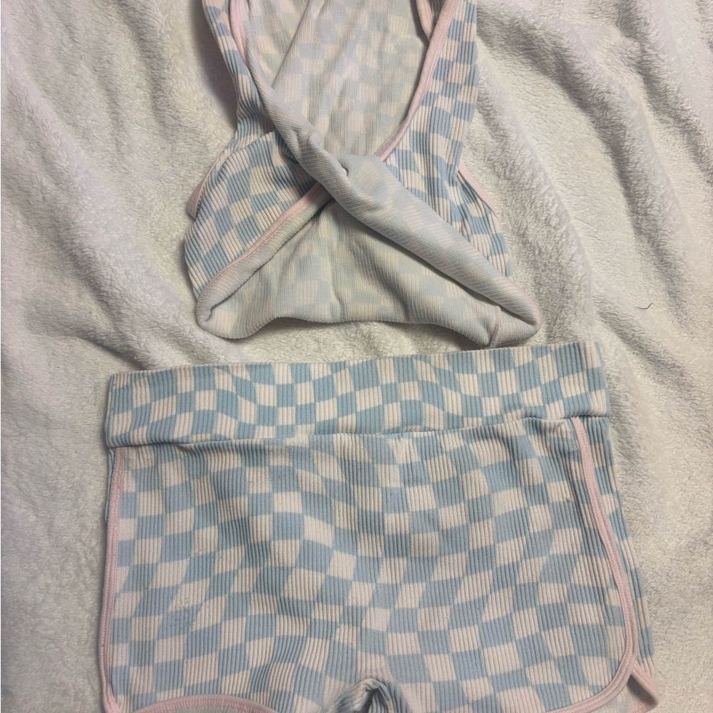 Forever 21 Blue and White Checkered Top